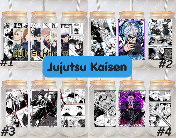 Curse Sorcerers 2 Anime Manga Panel 16oz Frosted Glass Cup/ Stainless Steel Can