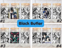Load image into Gallery viewer, Black Butler Sebas / Ciel Anime Manga Panel 16oz Frosted Glass Cup/ Stainless Steel Can
