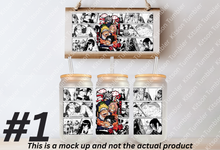 Load image into Gallery viewer, Ninja Anime Manga Panel 16oz Frosted Glass Cup / Stainless Steel Can
