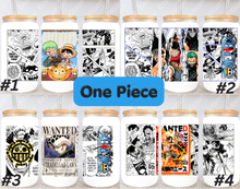 Load image into Gallery viewer, King of the Pirates Piece Anime Manga 16oz Frosted Glass Cup / Stainless Steel Can Panel
