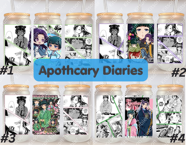Apothecary Mao Jin Anime Manga Panel 16oz Frosted Glass Cup/ Stainless Steel Cup