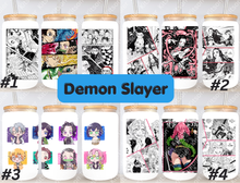 Load image into Gallery viewer, Slayer Breathing Style Anime Manga Panel 16oz Frosted Glass Cup / Stainless Steel Can
