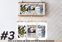 Load image into Gallery viewer, King of the Pirates Piece Anime Manga 16oz Frosted Glass Cup / Stainless Steel Can Panel
