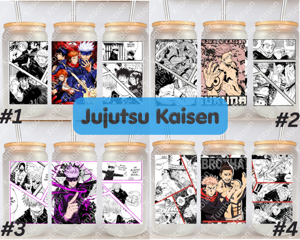 Curse Sorcerers 1 Anime Manga Panel 16oz Frosted Glass Cup / Stainless Steel