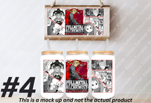 Load image into Gallery viewer, FMA Alchemist Anime Manga Panel 16oz Frosted Glass Cup / Stainless Steel Can
