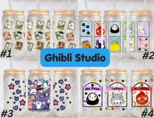 Load image into Gallery viewer, Studio Whimsical Forest Cat Anime 16oz Frosted Glass Cup/ Stainless Steel Can
