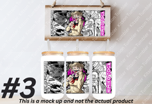 Load image into Gallery viewer, Hero Academy Quirks Anime Manga Panel 16oz Frosted Glass Cup/ Stainless Steel Can
