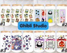 Load image into Gallery viewer, Studio Whimsical Forest Cat Anime 16oz Frosted Glass Cup/ Stainless Steel Can

