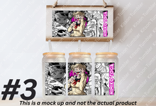 Load image into Gallery viewer, Hero Academy Quirks Anime Manga Panel 16oz Frosted Glass Cup/ Stainless Steel Can
