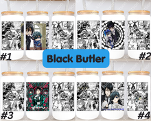 Load image into Gallery viewer, Black Butler Sebas / Ciel Anime Manga Panel 16oz Frosted Glass Cup/ Stainless Steel Can
