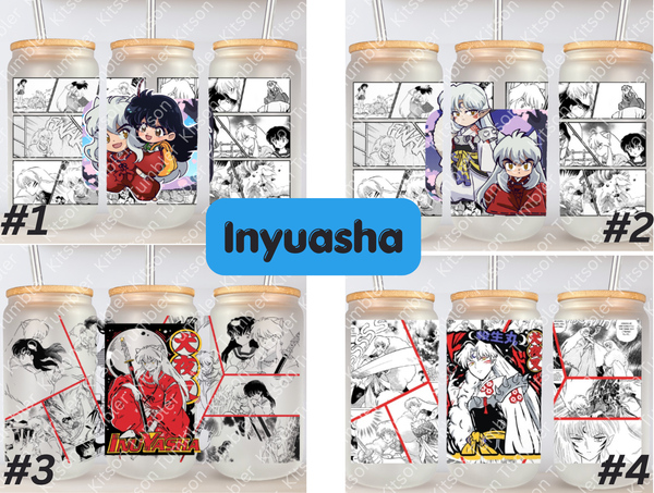 Inyu Dog Demon Boy Anime Manga Panel 16oz Frosted Glass Cup/ Stainless Steel Can