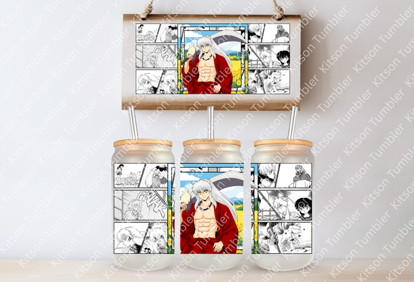 Inyu Dog Demon Shirtless Anime Manga 16oz Frosted Glass Cup / Stainless Steel Can
